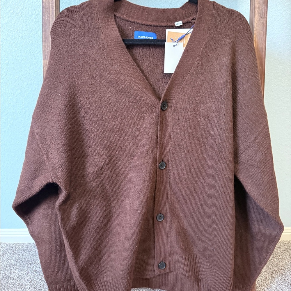 Jack & Jones Men's Chocolate Lab Brown Cardigan Sweater